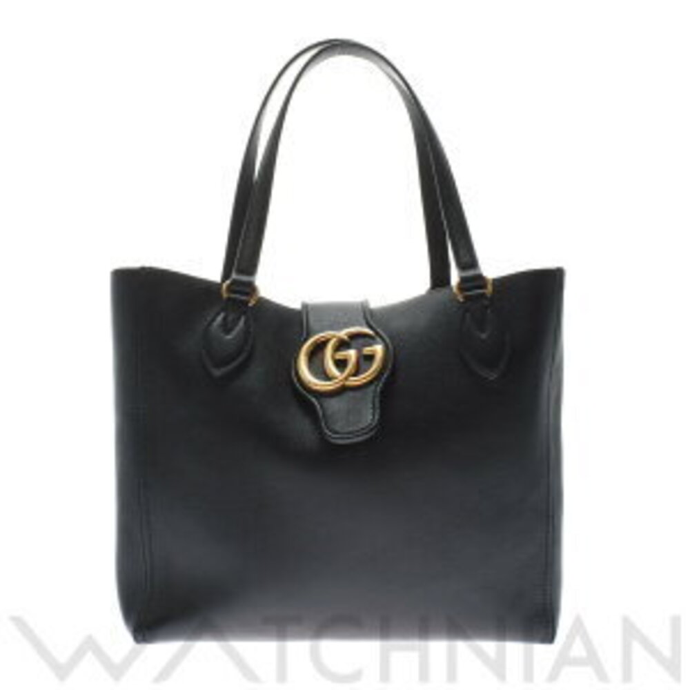 Gucci Double GG Tote Bag Black Leather